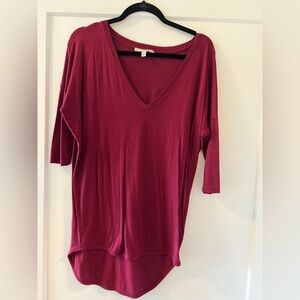 Express Deep Red V-Neck Long Sleeve Top